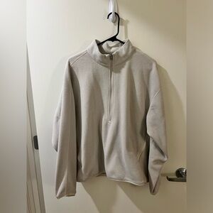 lululemon cream fleece deep quarter zip, men's size medium